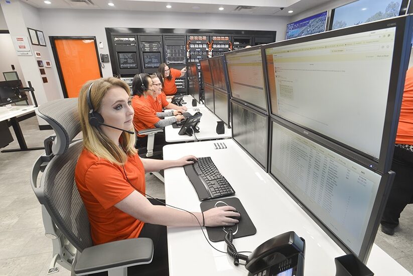 Customer Support Team Monitoring Security Systems